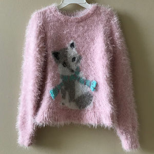 Girls M (5-6) Pink Eyelash Sweater